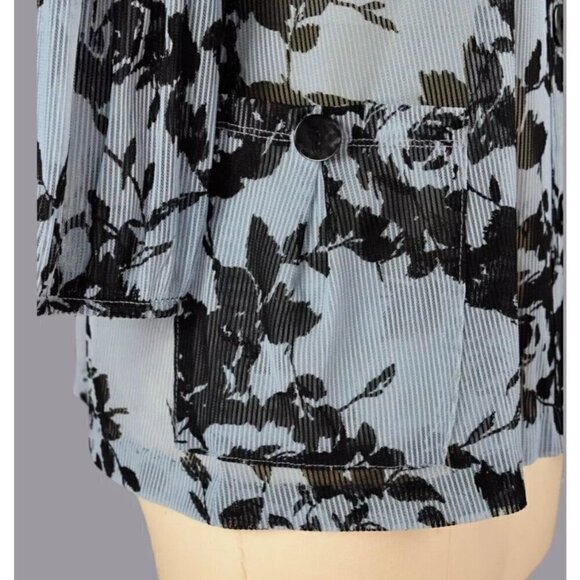 TERRA SJ APPAREL FLORAL WIRE STAND UP RUFFLE COLLAR BLOUSE - Picture 4 of 8